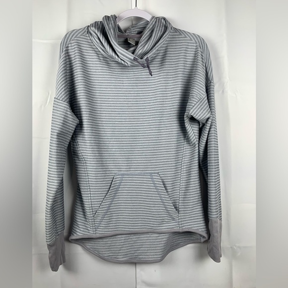 Mondetta Womens Athletic Sweatshirt Pullover Crawl Neck Gray Stripes size S - Picture 1 of 11